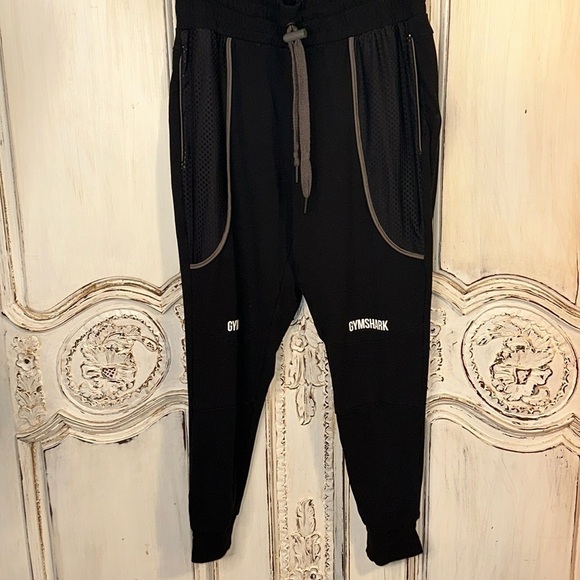 Gymshark Black with Gray Trim Jogger Pants With Wide Waistband Size Small - Picture 1 of 10